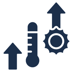 Increasing temperature and development icons
